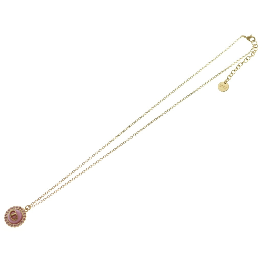 DIOR(ディオール) PETIT CDロゴ ラインストーン ネックレス ペンダント チェーン ゴールド×ピンク N2636WOMCY レディース