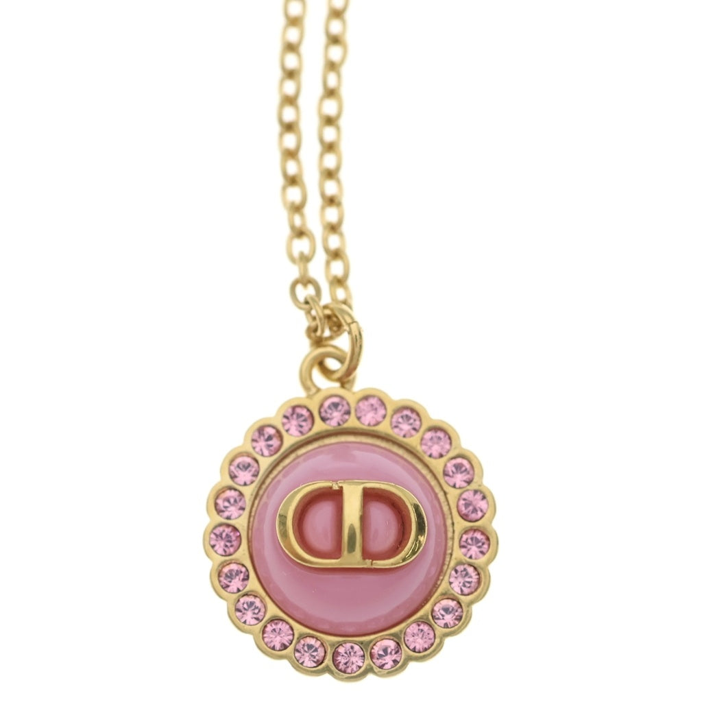 DIOR(ディオール) PETIT CDロゴ ラインストーン ネックレス ペンダント チェーン ゴールド×ピンク N2636WOMCY レディース