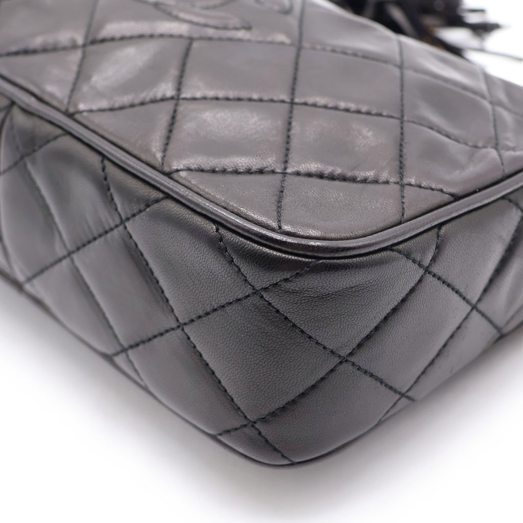 CHANEL(シャネル) マトラッセ ココマーク タッセル フリンジ ラムスキン ゴールド金具 ミニ チェーンショルダーバッグ ブラック レディース