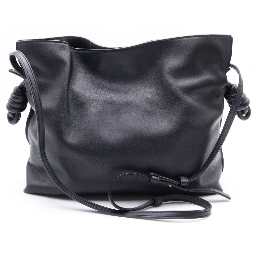 LOEWE(ロエベ) フラメンコ ミディアム ショルダーバック 巾着バッグ ブラック カーフスキン レディース