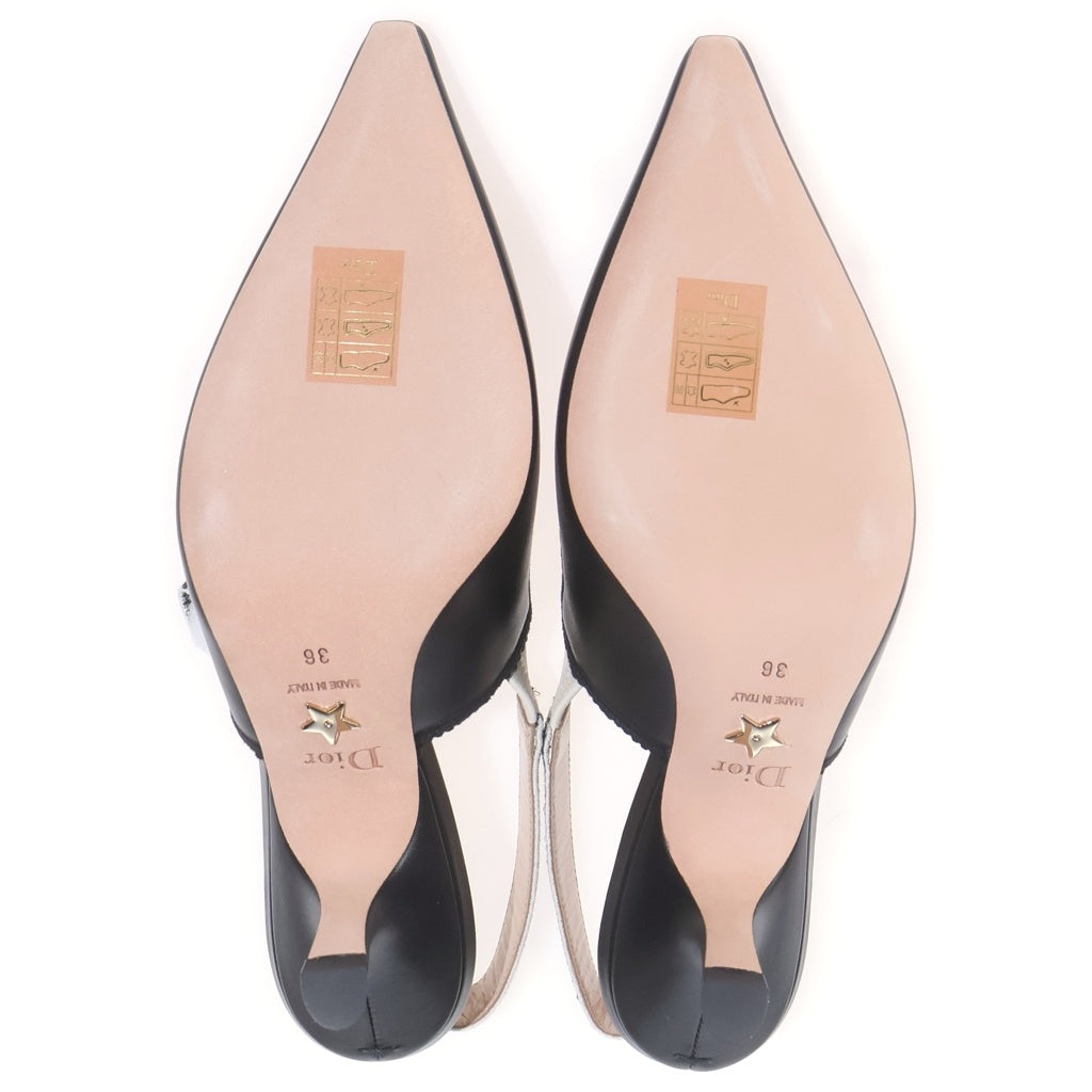 Christian Dior(クリスチャンディオール) J'ADIOR ジャディオール スリングバックパンプス シューズ ローヒール レザー ブラック KDV024CEY90036 MD0225 レディース