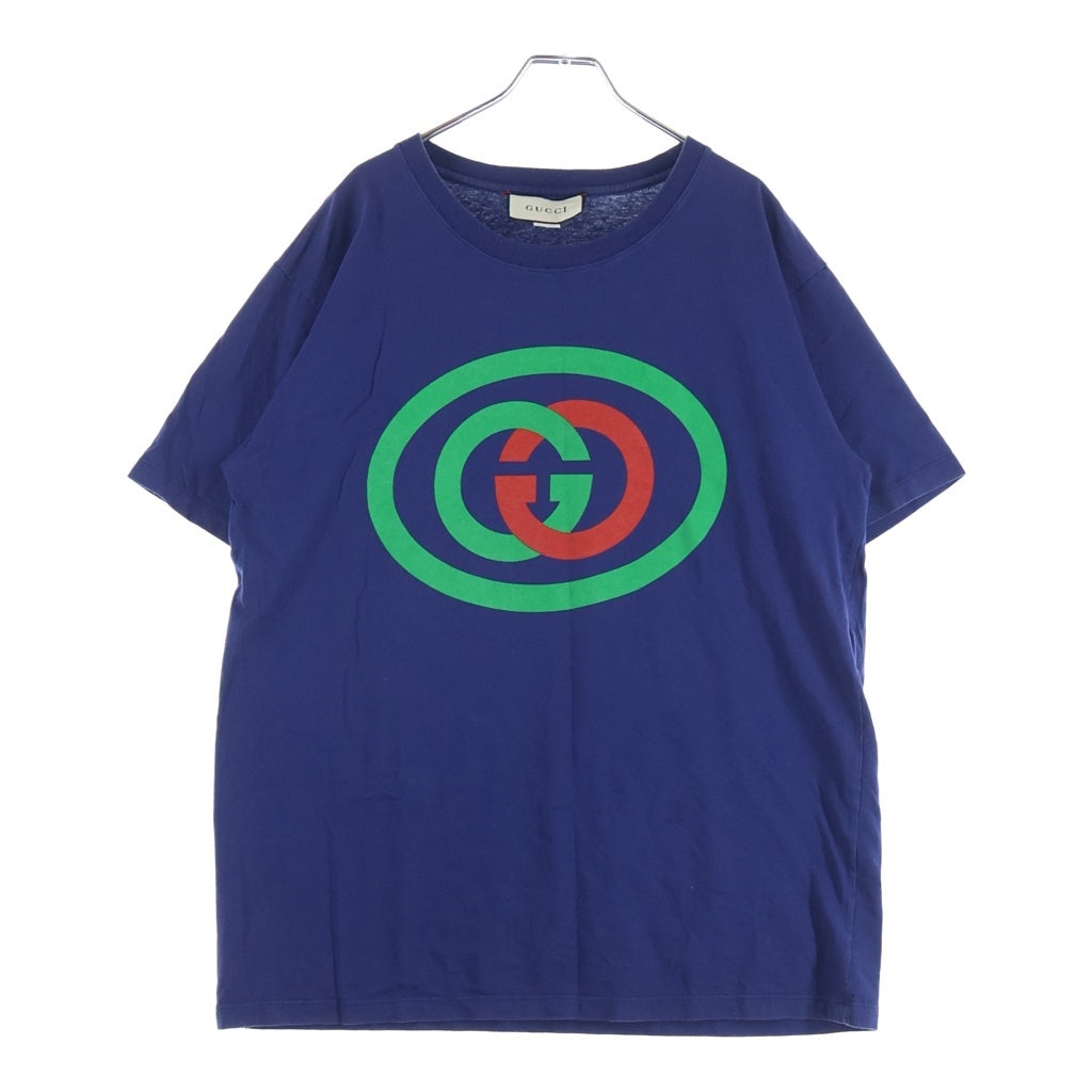 GUCCI(グッチ) ■インターロッキングG プリント Tシャツ ブルー コットン100% サイズM