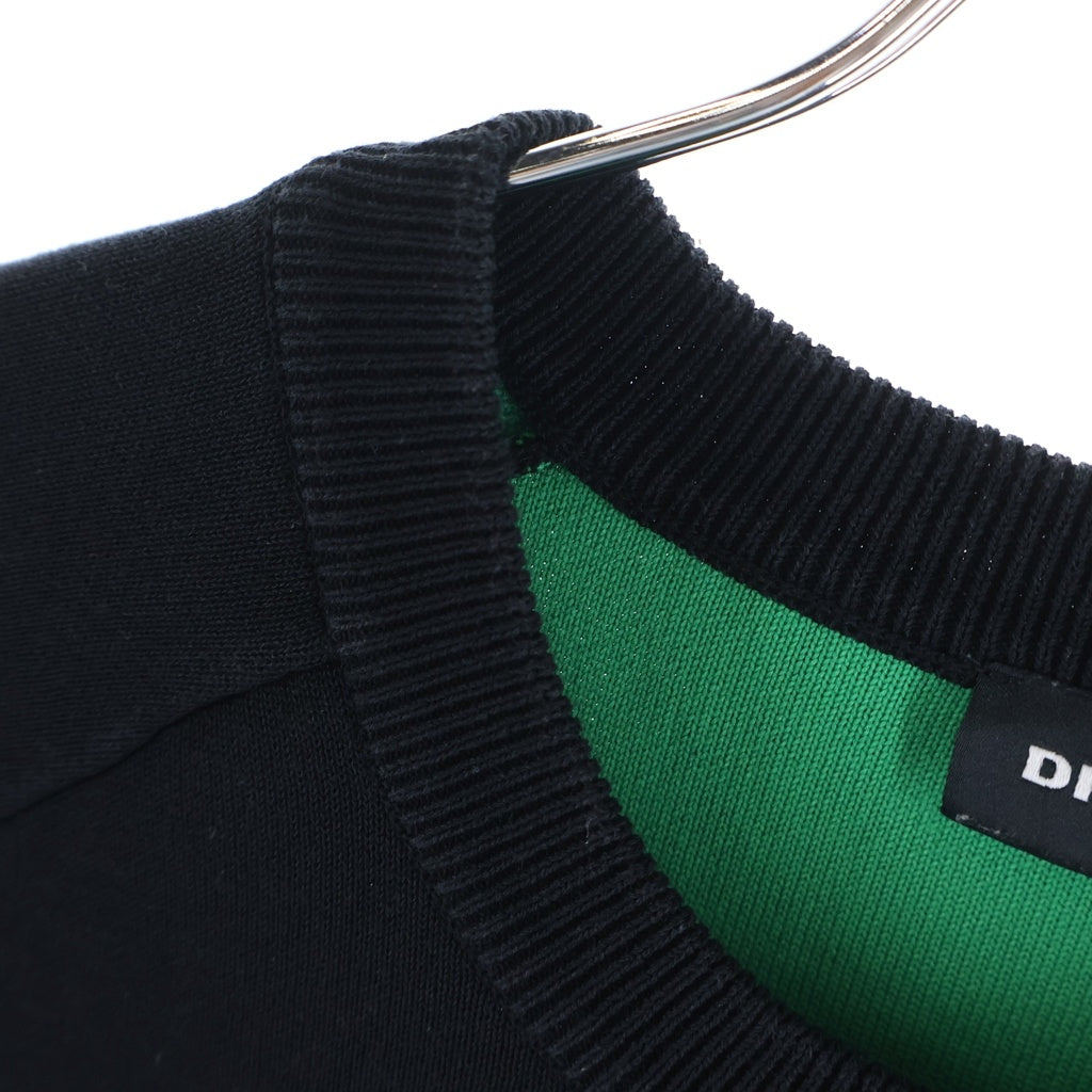 DIESEL(ディーゼル) ■バックロゴ 半袖ニット 黒×緑 #M