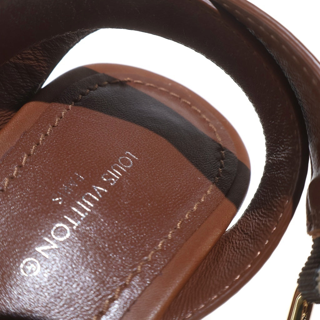 LOUIS VUITTON(ルイヴィトン) シルエット ライン PVC レザー モノグラム パンチング カットアウト ヒール ストラップ サンダル シューズ ブラウン レディース
