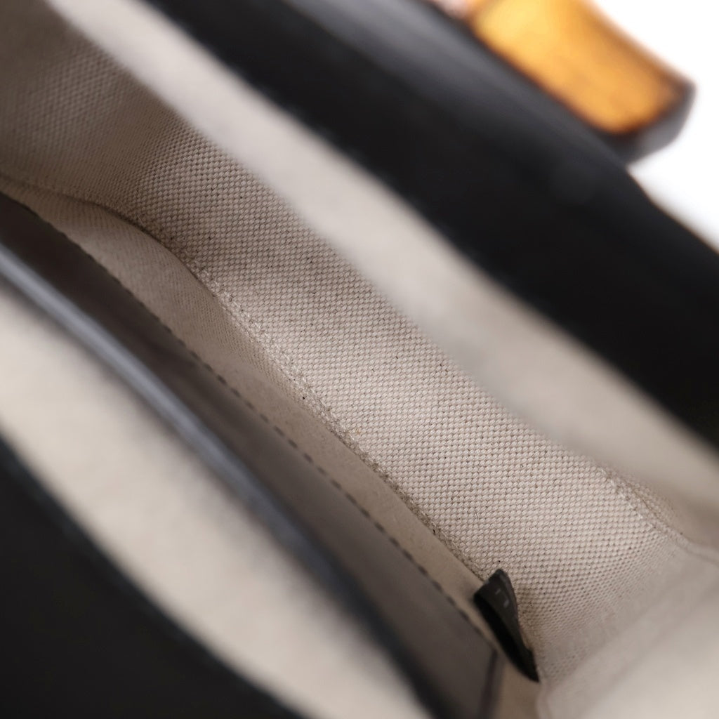 GUCCI(グッチ) バンブー2WAYショルダーバッグ ミニハンドバッグ ブラック レザー 702106 ゴールド金具 レディース