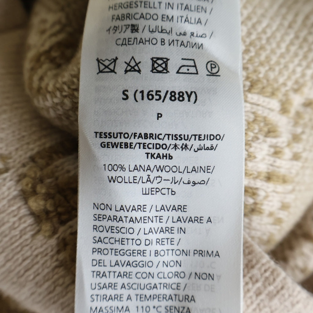 GUCCI(グッチ) GG wool boucl jacquard dress ジャカードドレス 半袖ウールニットワンピース GGロゴ 総柄 金ボタン ピンクベージュ 718630 XKCNA レディース