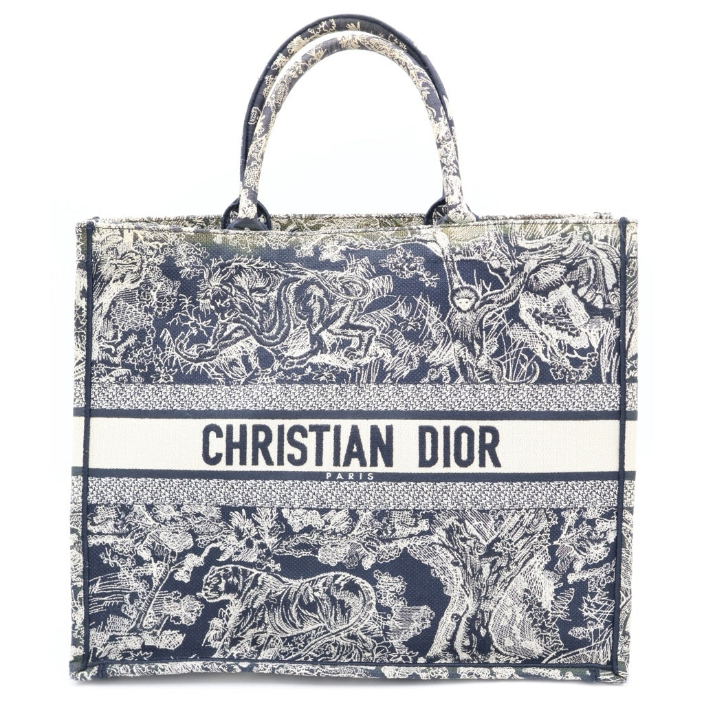 DIOR(ディオール) ブックトート ラージ トワル ドゥ ジュイ リバース エンブロイダリー ハンドバッグ トートバッグ ネイビー ジャガード M1286ZRGO_M35I レディース