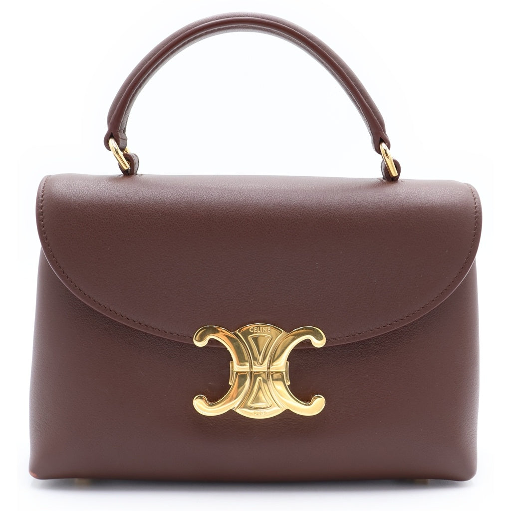 CELINE(セリーヌ) ティーン ニノ トリオンフ 2WAYハンドバッグ ショルダーバッグ ブラウン レザー 118113FXK ゴールド金具 レディース