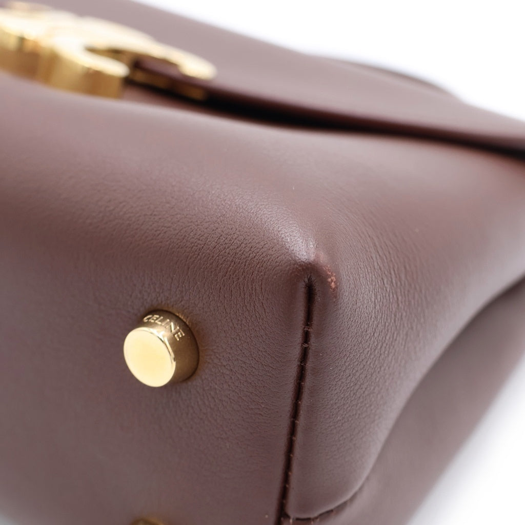 CELINE(セリーヌ) ティーン ニノ トリオンフ 2WAYハンドバッグ ショルダーバッグ ブラウン レザー 118113FXK ゴールド金具 レディース