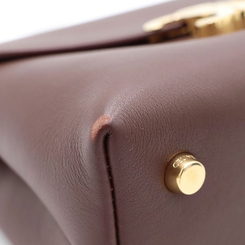 CELINE(セリーヌ) ティーン ニノ トリオンフ 2WAYハンドバッグ ショルダーバッグ ブラウン レザー 118113FXK ゴールド金具 レディース