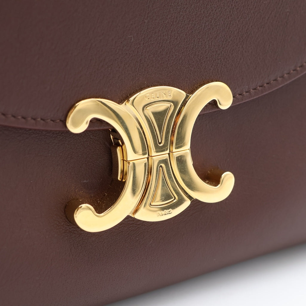 CELINE(セリーヌ) ティーン ニノ トリオンフ 2WAYハンドバッグ ショルダーバッグ ブラウン レザー 118113FXK ゴールド金具 レディース