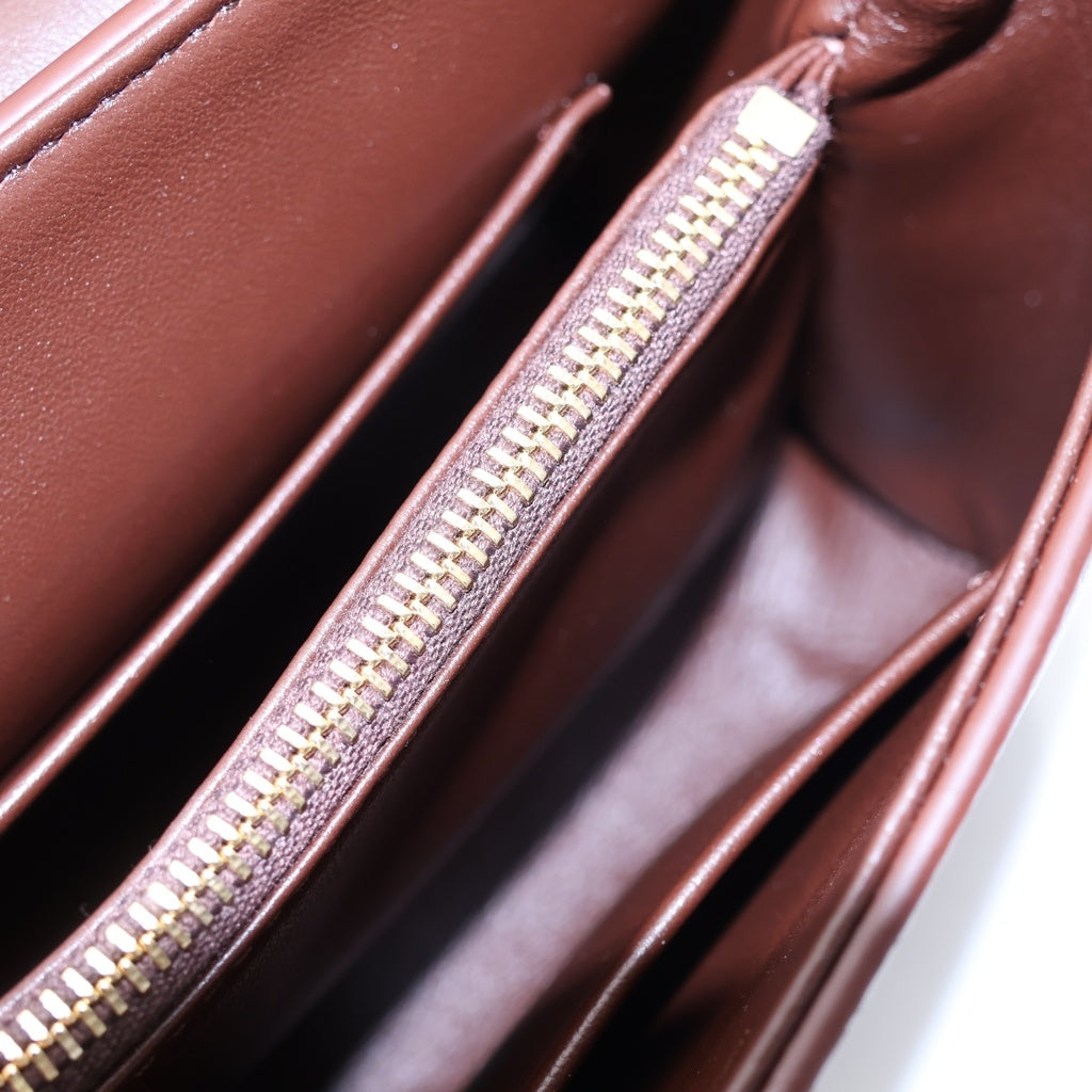 CELINE(セリーヌ) ティーン ニノ トリオンフ 2WAYハンドバッグ ショルダーバッグ ブラウン レザー 118113FXK ゴールド金具 レディース