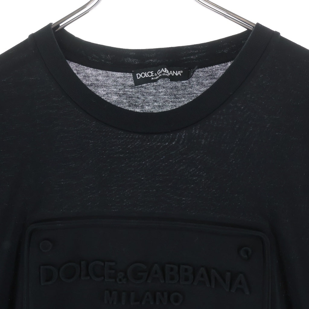 DOLCE & GABBANA(ドルチェアンドガッバーナ) エンボス加工 ロゴ コットン 半袖 Tシャツ カットソー #54 ブラック G8PP4Z