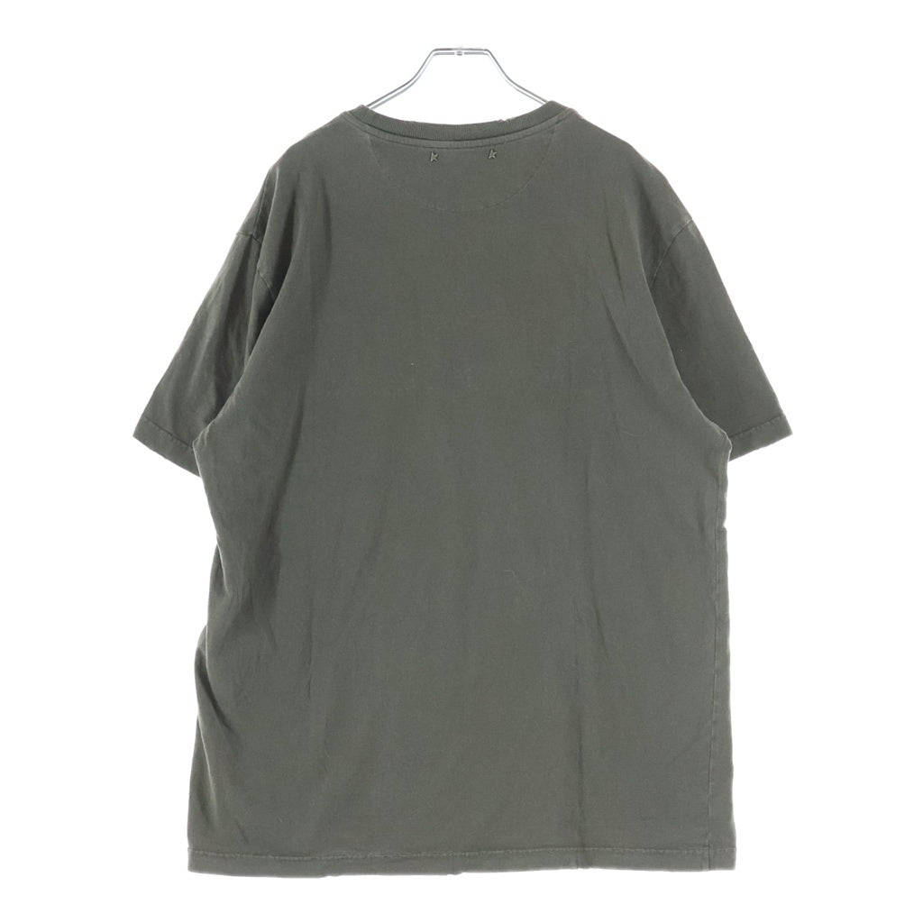 GOLDEN GOOSE DELUXE BRAND(ゴールデングースデラックスブランド) ロゴ ダメージ コットン 半袖 Tシャツ カットソー L カーキ