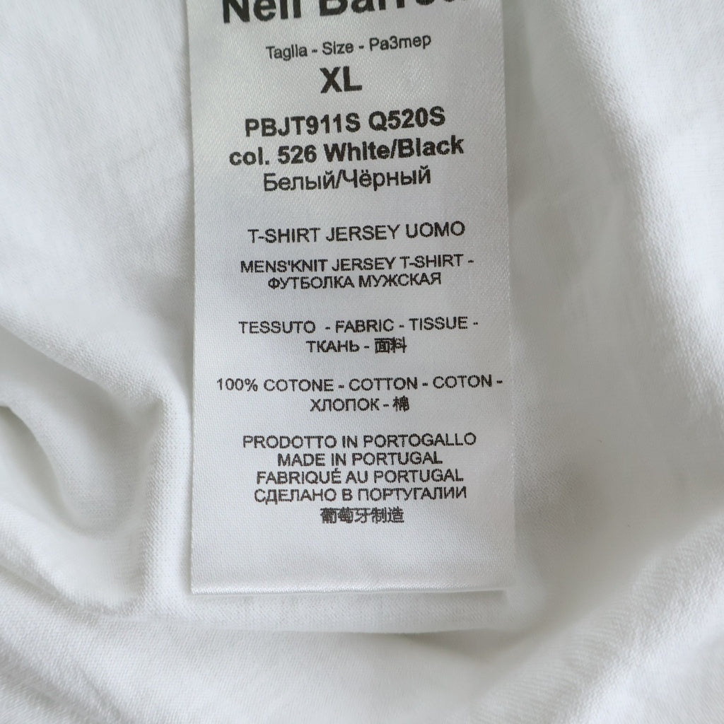 Neil Barrett(ニール バレット) サンダーボルト コットン 半袖 Tシャツ カットソー バイカラー #XL ホワイト/ブラック PBJT911S Q520S
