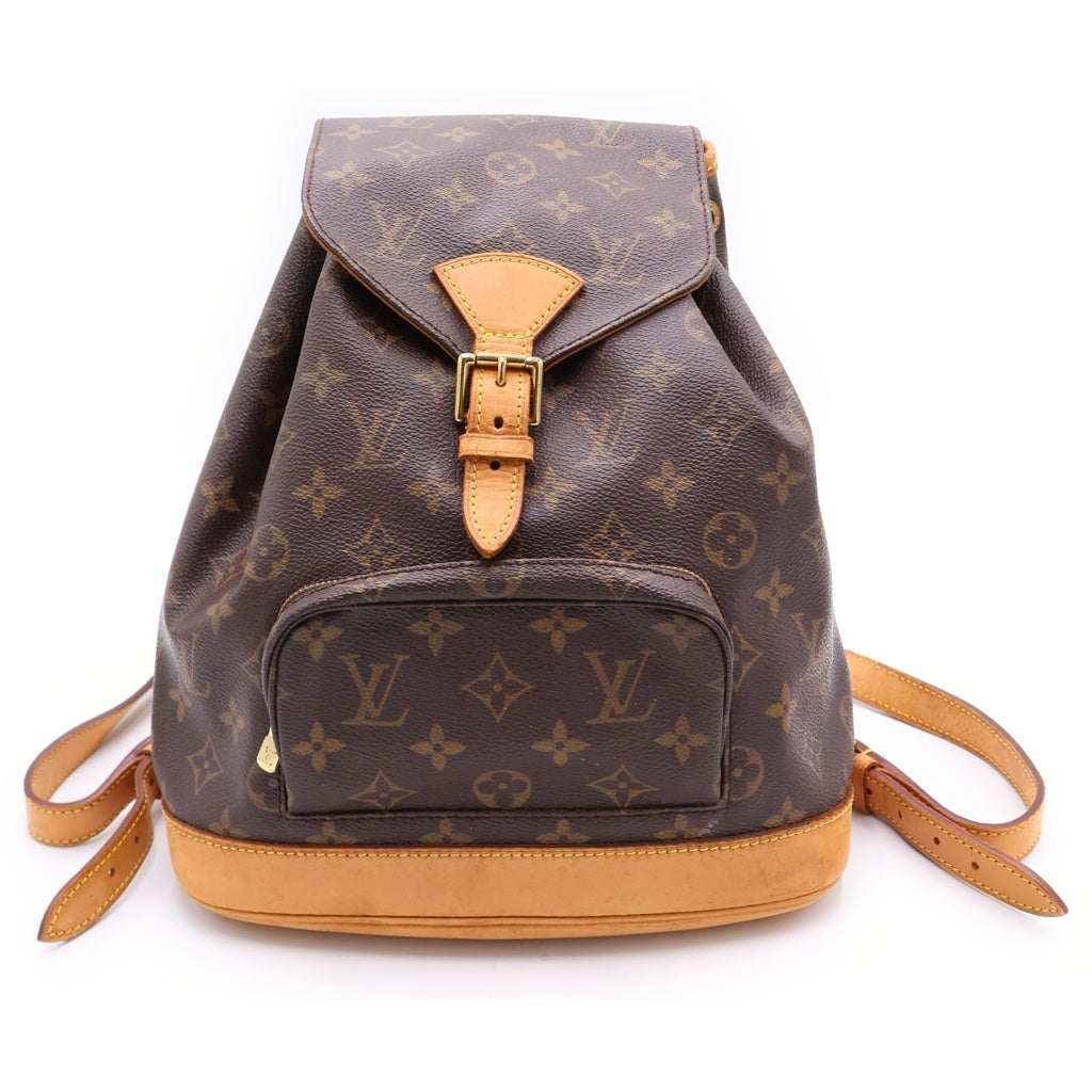 LOUIS VUITTON(ルイヴィトン) モノグラム モンスリPM リュックサック バックパック ブラウン レザー×PVC M51136 ゴールド金具