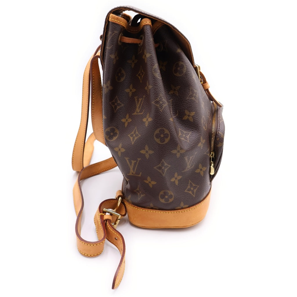 LOUIS VUITTON(ルイヴィトン) モノグラム モンスリPM リュックサック バックパック ブラウン レザー×PVC M51136 ゴールド金具