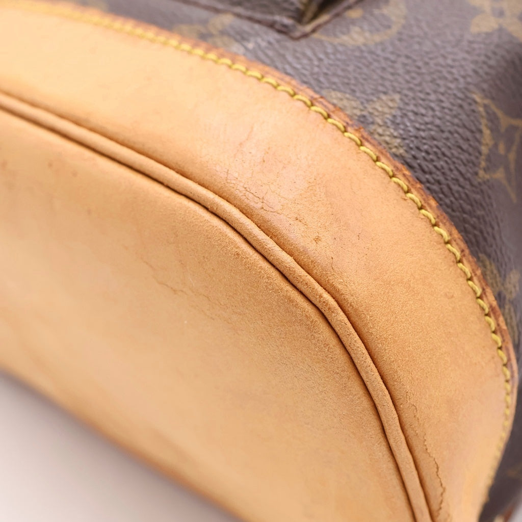 LOUIS VUITTON(ルイヴィトン) モノグラム モンスリPM リュックサック バックパック ブラウン レザー×PVC M51136 ゴールド金具