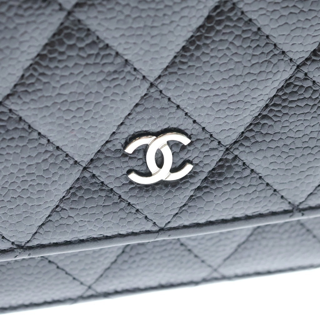 CHANEL(シャネル) マトラッセ チェーンショルダーウォレット ショルダーバッグ ブラック キャビアスキン AP0250 シルバー金具 レディース