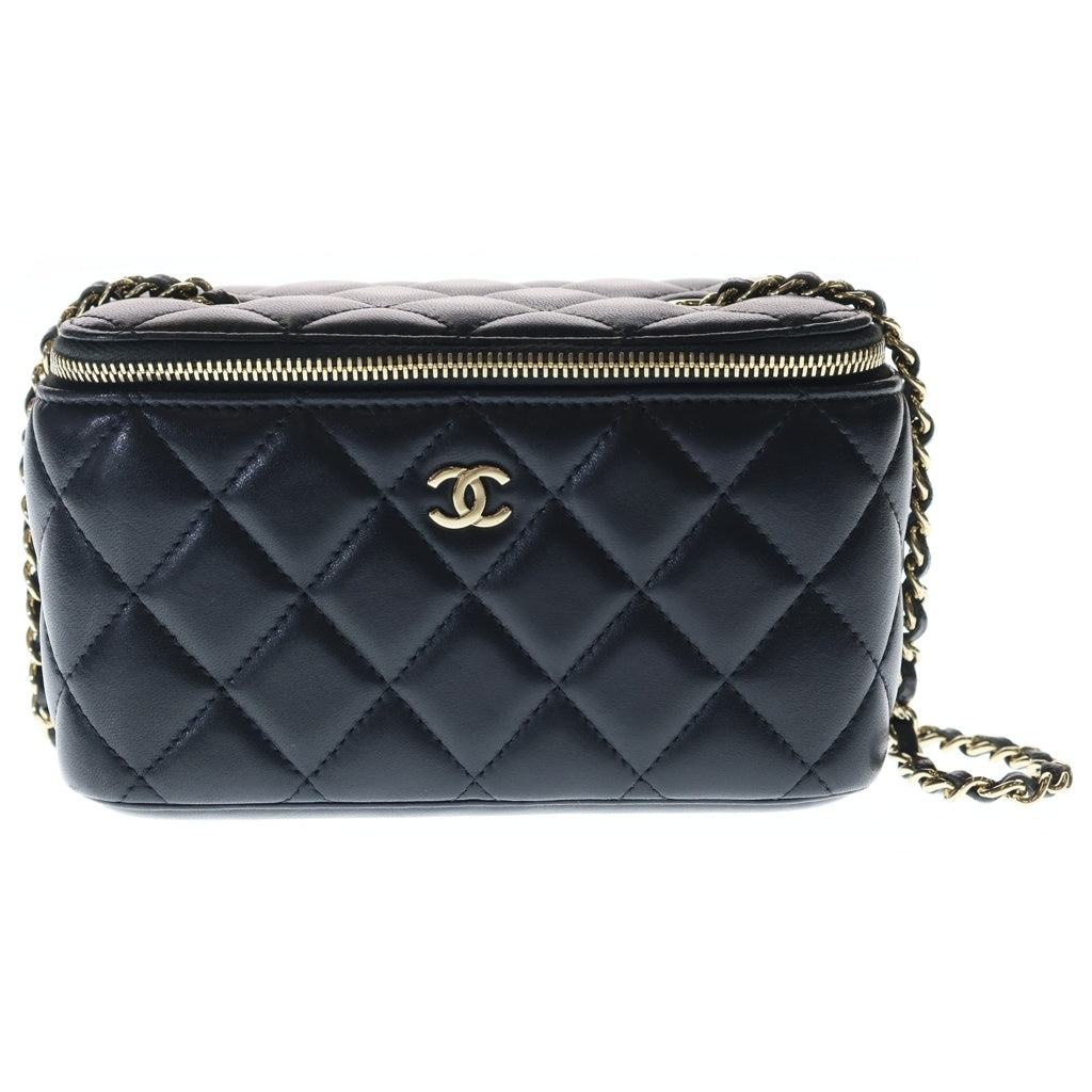 CHANEL(シャネル) マトラッセ バニティ チェーンショルダーバッグ ミニバッグ ブラック ラムスキン AP1341 ゴールド金具 レディース