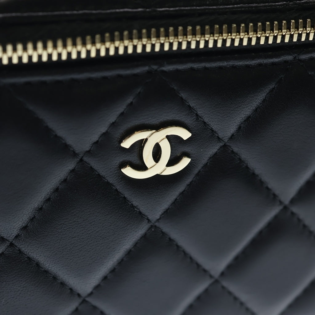 CHANEL(シャネル) マトラッセ バニティ チェーンショルダーバッグ ミニバッグ ブラック ラムスキン AP1341 ゴールド金具 レディース