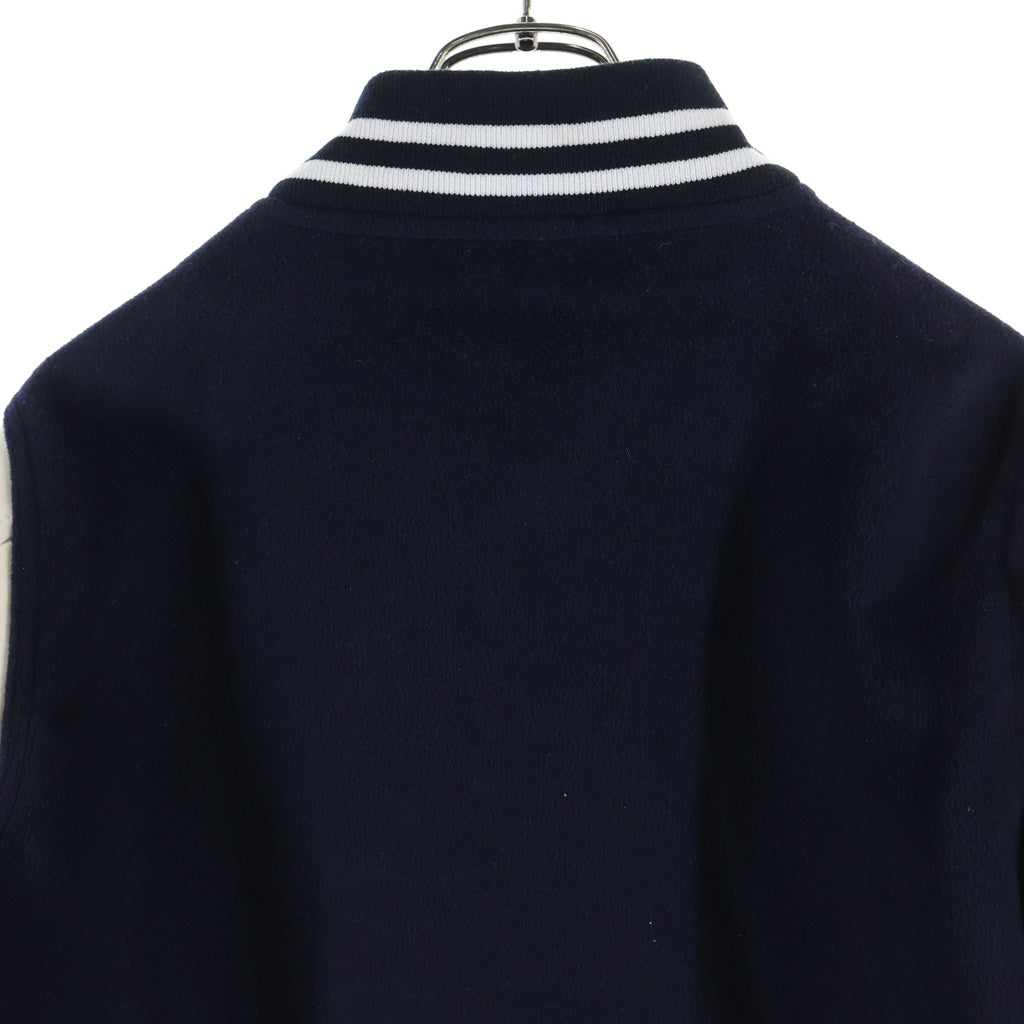 HUMAN MADE(ヒューマンメイド) 19AW VARSITY JACKET アームレザー ハートロゴ バーシティージャケット スタジャン ブルゾン ネイビー/ホワイト