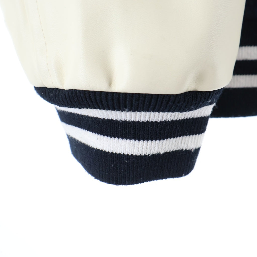 HUMAN MADE(ヒューマンメイド) 19AW VARSITY JACKET アームレザー ハートロゴ バーシティージャケット スタジャン ブルゾン ネイビー/ホワイト