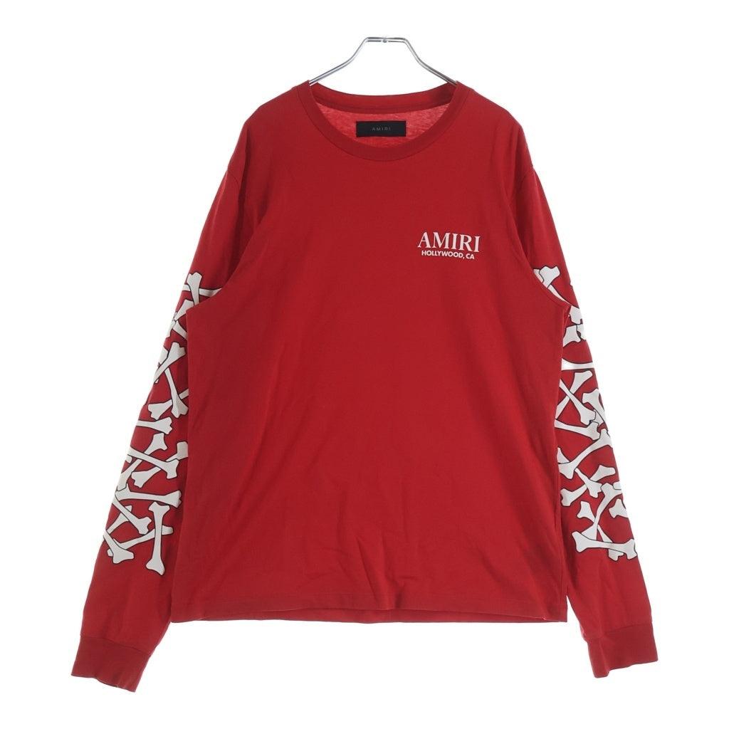 AMIRI(アミリ) BONES STACKED L/S TEE ボーン プリントデザイン 長袖Tシャツ カットソー レッド SRAMJYTE1076SMRBC09