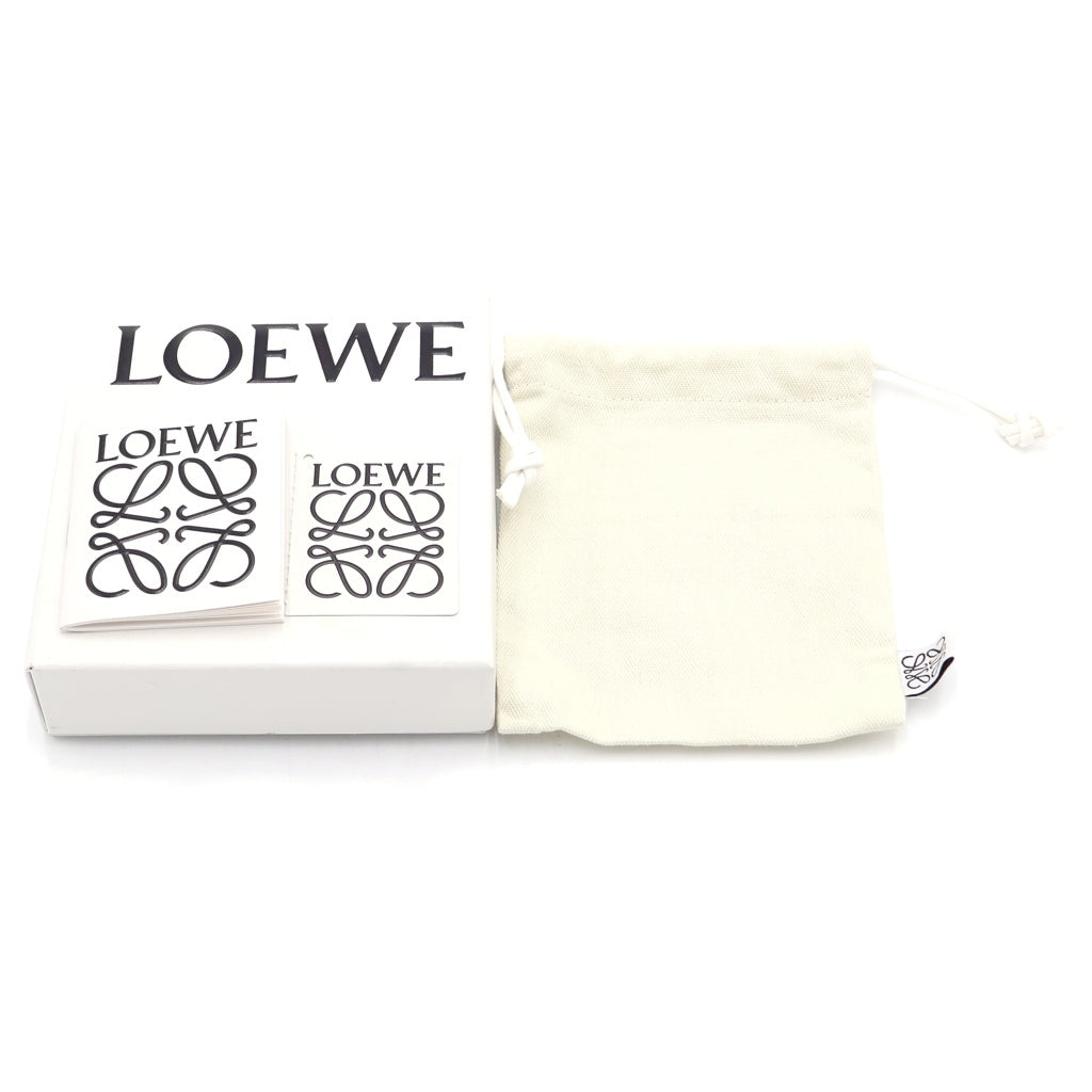 LOEWE(ロエベ) パズル スリム アナグラム コンパクトウォレット 二つ折り財布 コインケース ブラック レザー シルバー金具 レディース