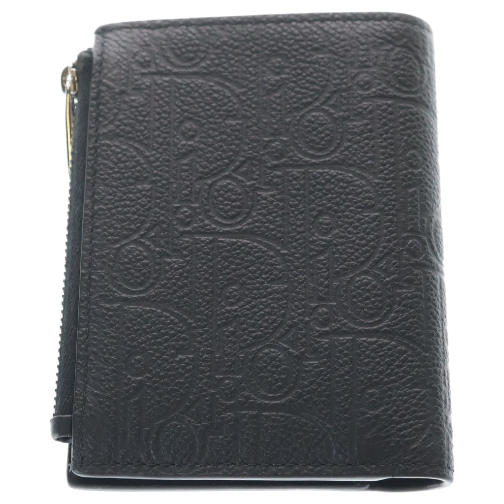 Christian Dior(クリスチャンディオール) グラビティ 二つ折り財布 コンパクトウォレット コインケース ブラック レザー シルバー金具