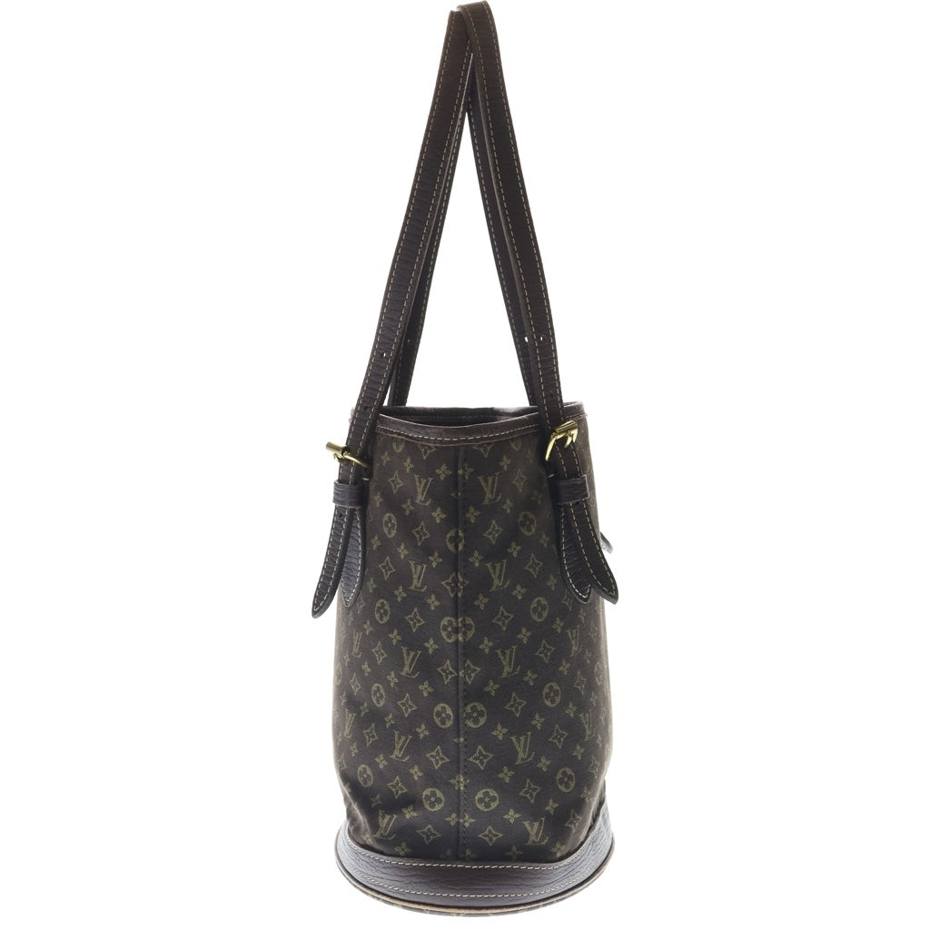 LOUIS VUITTON(ルイヴィトン) モノグラムミニラン バケット PM トートバッグ ハンドバッグ ブラウン レザー×キャンバス M95226 ゴールド金具 レディース