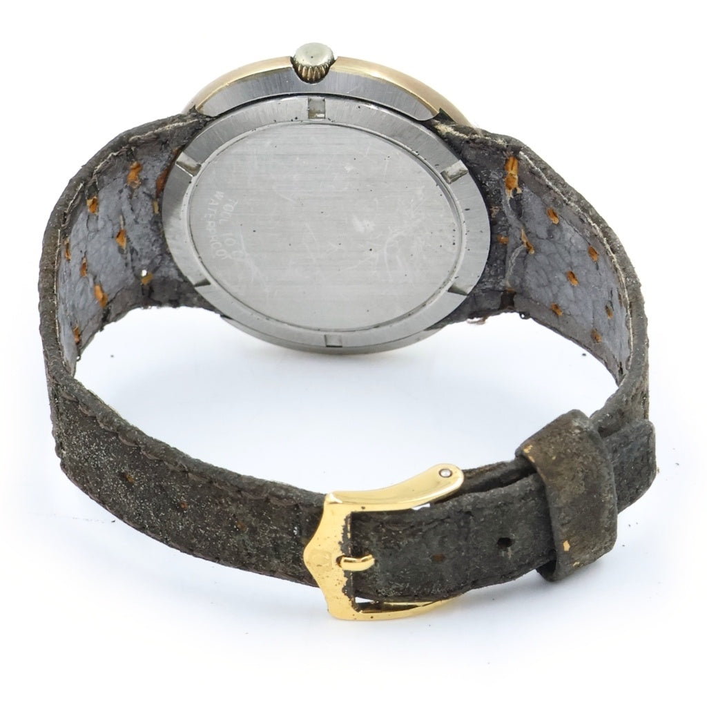 OMEGA(オメガ) ジュネーブ ダイナミック デイト ゴールド文字盤 ステンレス レザーベルト 自動巻き 腕時計 ゴールド