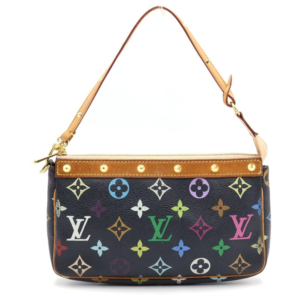 LOUIS VUITTON(ルイヴィトン) モノグラム マルチカラー ポシェットアクセソワール ミニハンドバッグ ケース ブラック ノワール レザー×PVC M92648 ゴールド金具 レディース