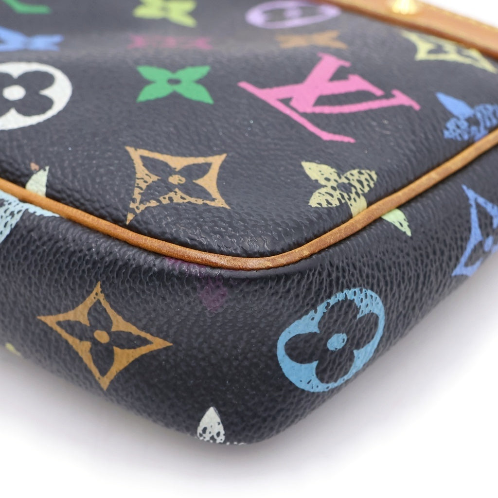 LOUIS VUITTON(ルイヴィトン) モノグラム マルチカラー ポシェットアクセソワール ミニハンドバッグ ケース ブラック ノワール レザー×PVC M92648 ゴールド金具 レディース