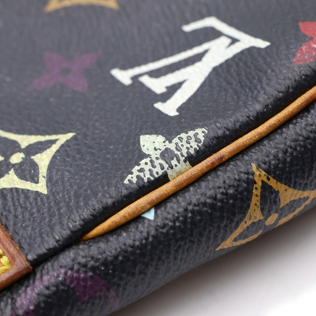 LOUIS VUITTON(ルイヴィトン) モノグラム マルチカラー ポシェットアクセソワール ミニハンドバッグ ケース ブラック ノワール レザー×PVC M92648 ゴールド金具 レディース