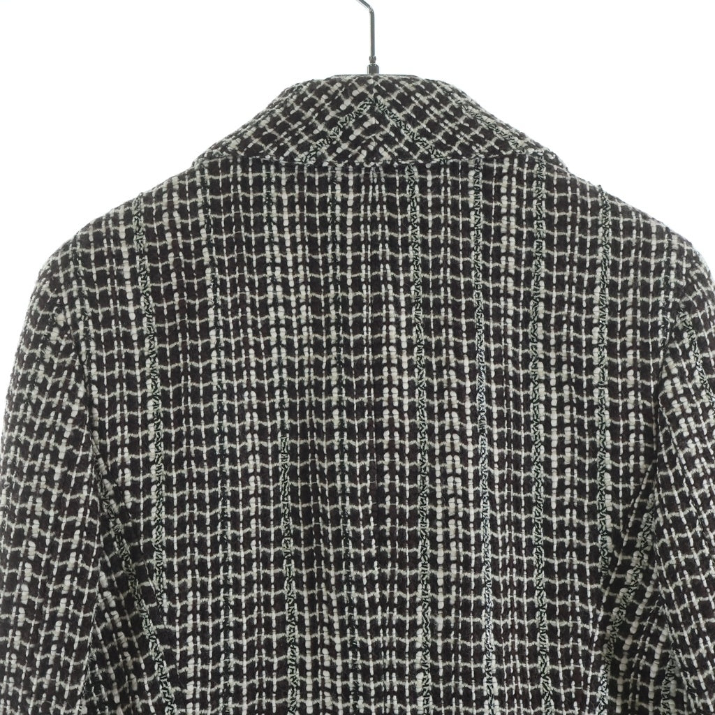 CHANEL(シャネル) 01AW archive Wool Tweed Coat ココマークボタン ウールツイード ハーフコート ホワイト/ブラウン/ブラック P18117V10417 レディース