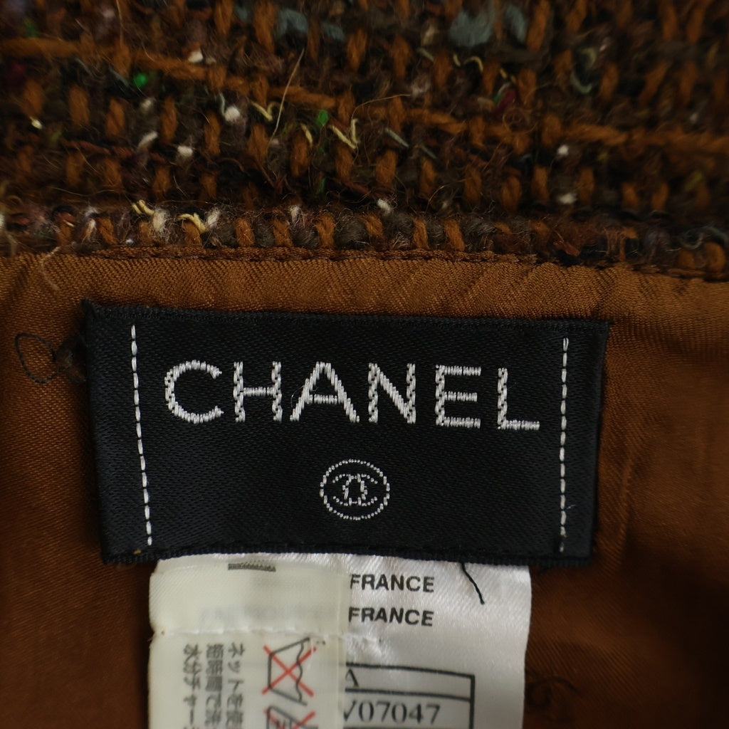 CHANEL(シャネル) 98AW archive Wool Tweed Skirt ココマークボタン ウールツイード スカート ブラウン P12140V07047 レディース