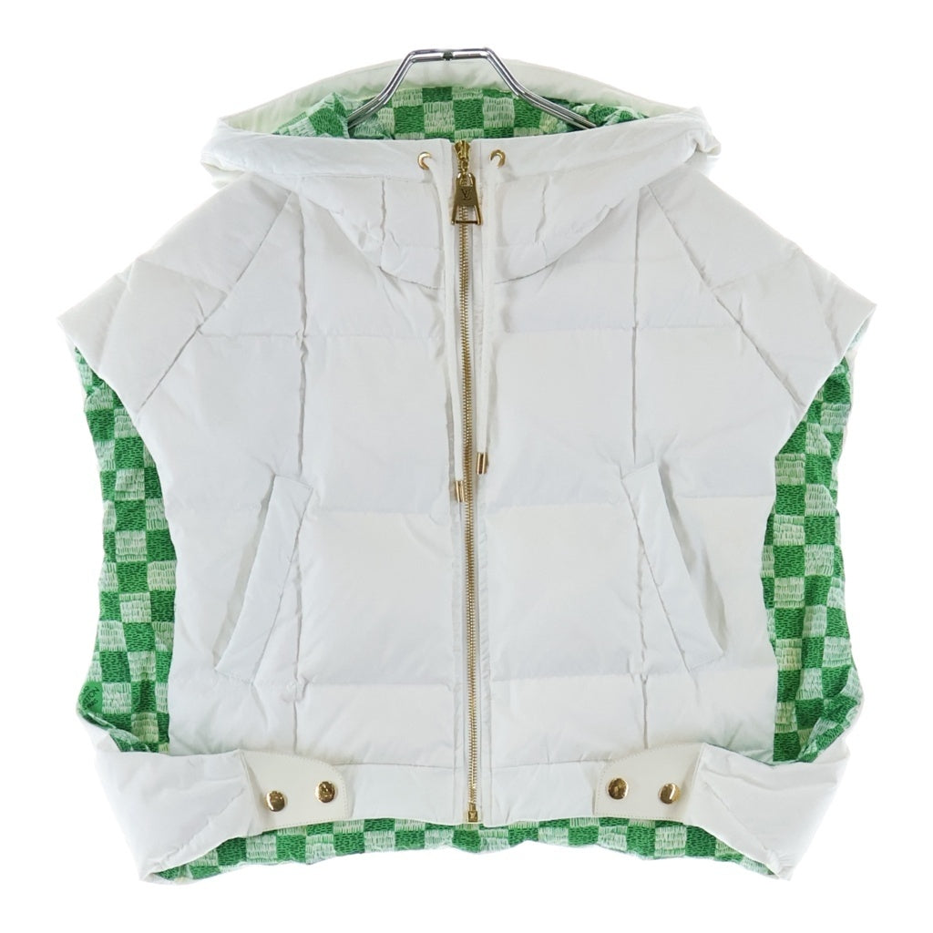 LOUIS VUITTON(ルイヴィトン) LVマッチ オープンアームジャケット ナイロン フーディーダウンベスト #38 ホワイト/グリーン RW222W E54 FNOW30 レディース