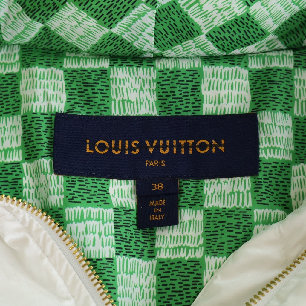 LOUIS VUITTON(ルイヴィトン) LVマッチ オープンアームジャケット ナイロン フーディーダウンベスト #38 ホワイト/グリーン RW222W E54 FNOW30 レディース