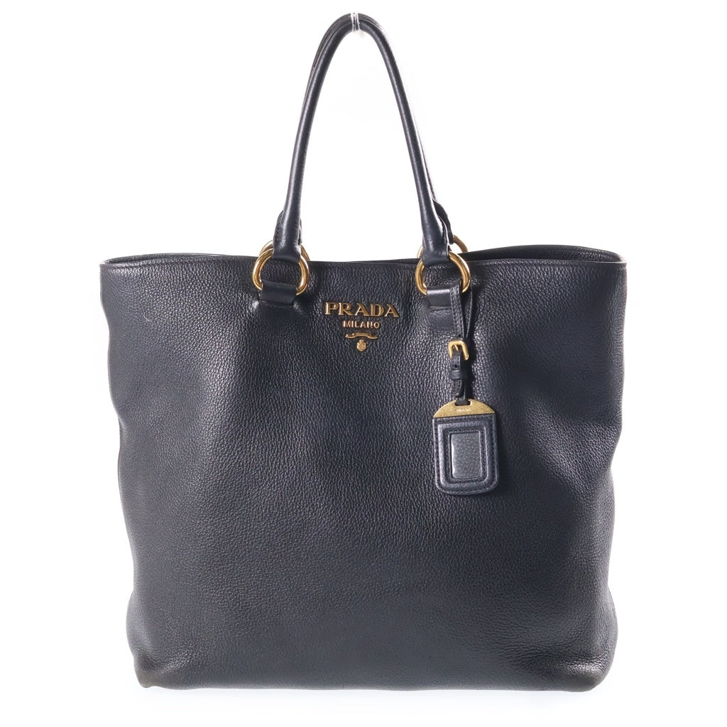 PRADA(プラダ) ヴィッテロ フェニックス レザー 2WAY ハンド ショルダー トートバッグ ゴールド金具 ブラック 1BG865 レディース