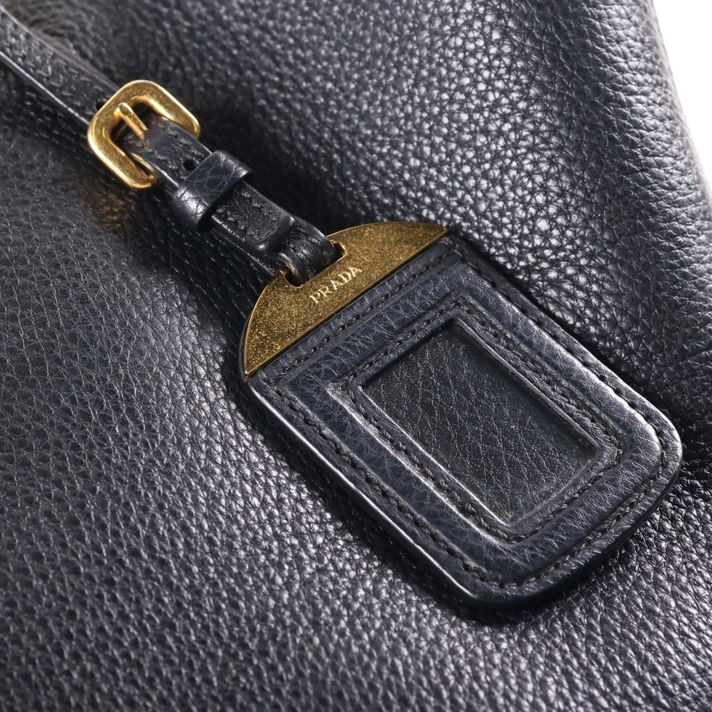 PRADA(プラダ) ヴィッテロ フェニックス レザー 2WAY ハンド ショルダー トートバッグ ゴールド金具 ブラック 1BG865 レディース