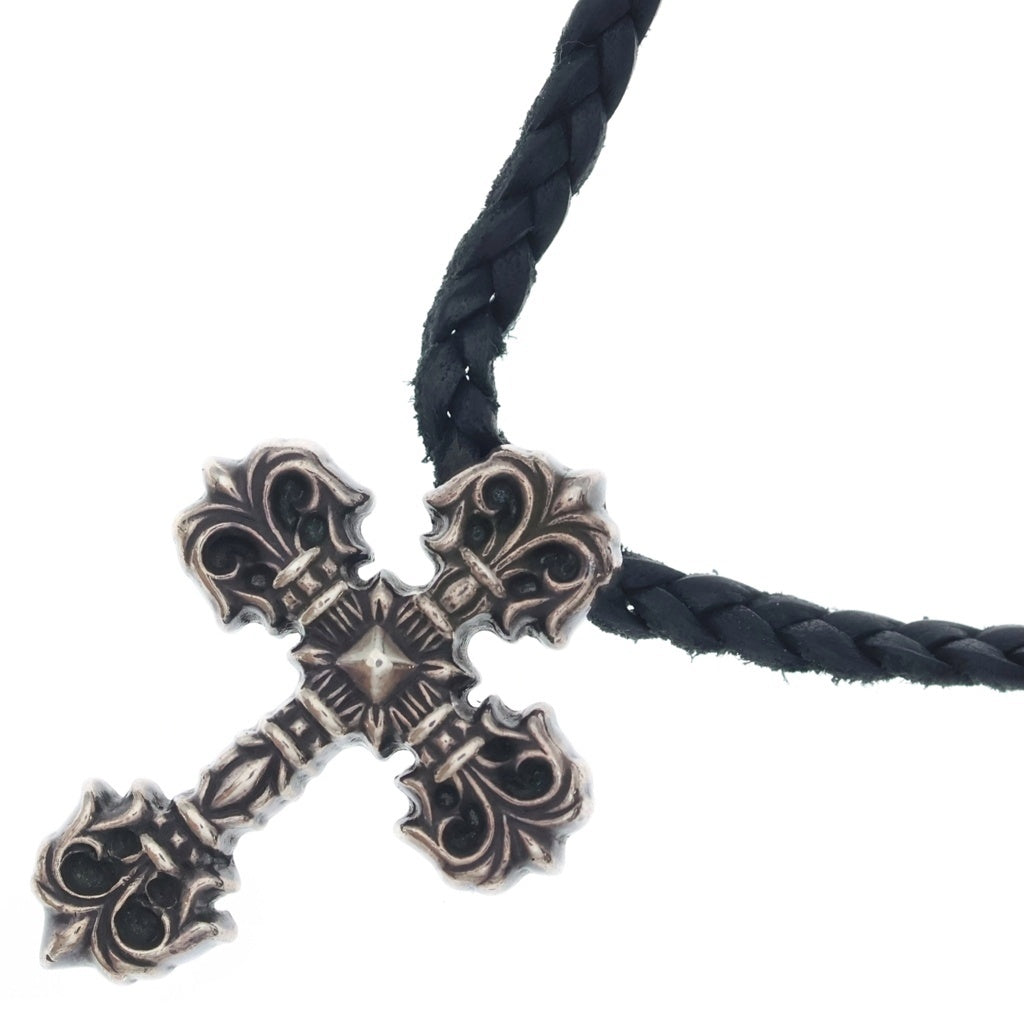 CHROME HEARTS(クロムハーツ) FILIG CROSS-XSM LB フィリグリークロス ネックレス レザーブレイド SV925 シルバー
