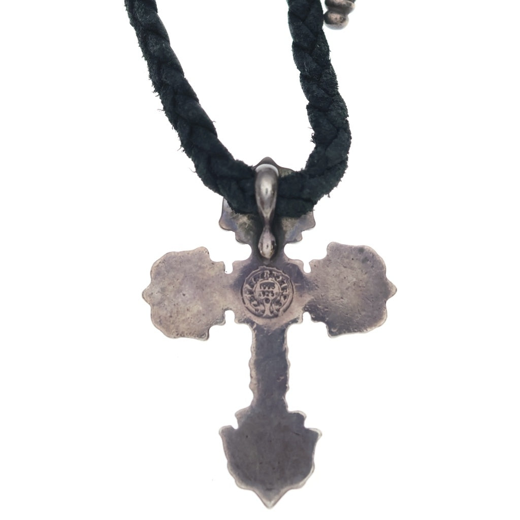 CHROME HEARTS(クロムハーツ) FILIG CROSS-XSM LB フィリグリークロス ネックレス レザーブレイド SV925 シルバー