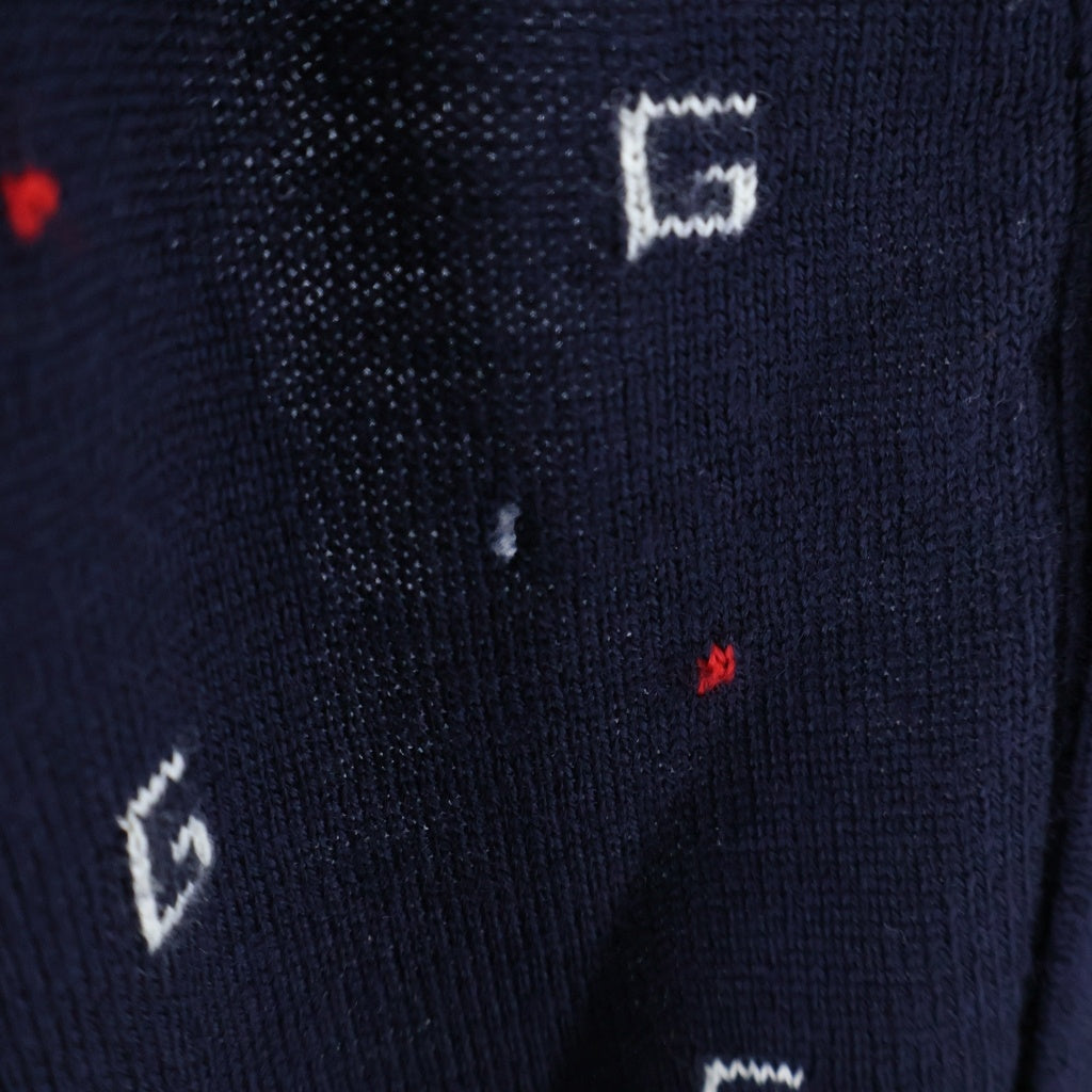 GUCCI(グッチ) 19SS Wool Jacquard Cardigan ウールジャカードカーディガン ロゴ刺繍 ネイビー 546276 XKABL