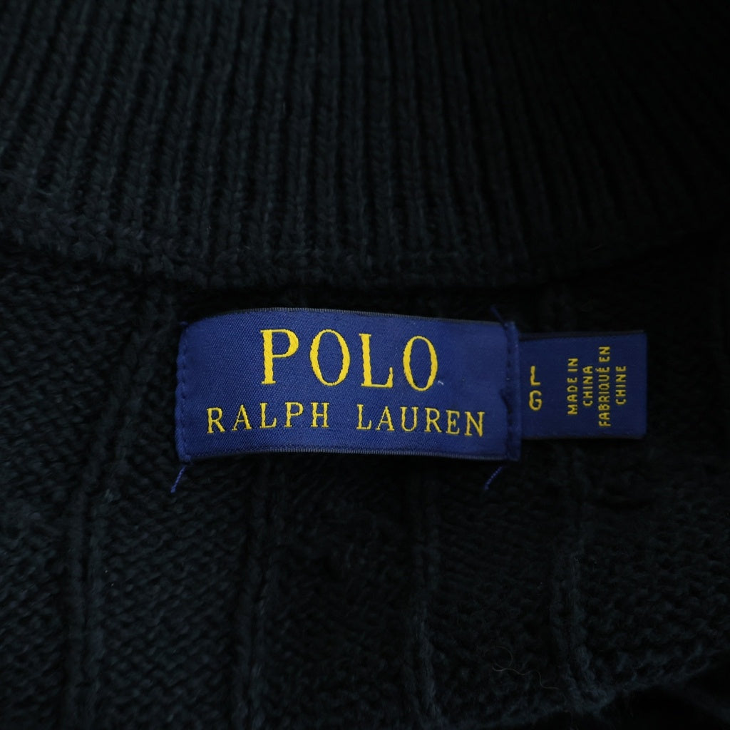 POLO RALPH LAUREN(ポロラルフローレン) Half-Zip Knit ハーフジップ ケーブル編みニット セーター ロゴ刺繍 ネイビー 0200011413