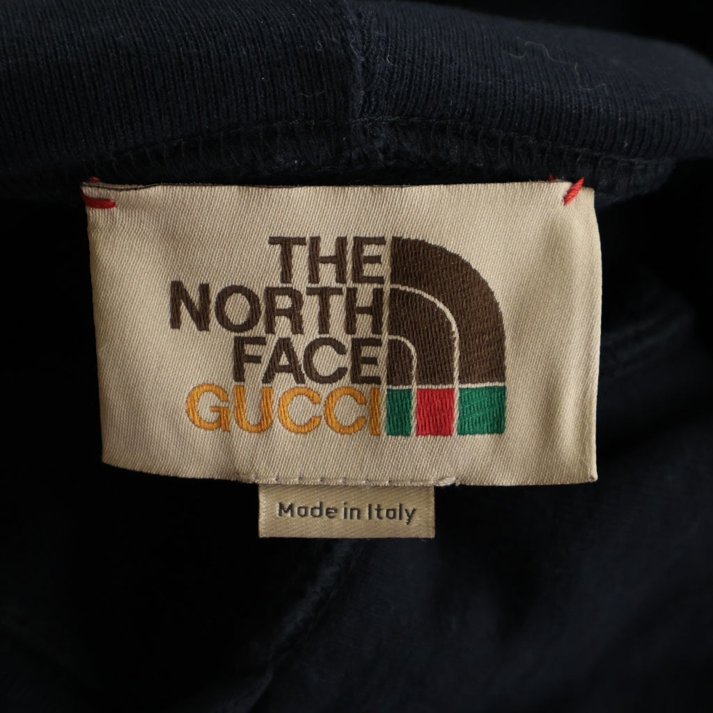 GUCCI(グッチ) ×THE NORTH FACE 21AW PULLOVER HOODIE プルオーバーフーディー パーカー 両面プリント ロゴ ブラック 671453 XJDW1
