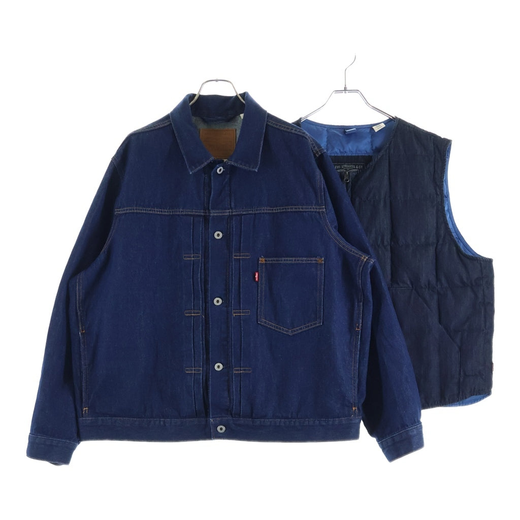 Levi's(リーバイス) 24AW 3-IN-1 TYPE-1 TRUCKER DENIM JACKET 1stタイプ オーバーサイズ デニムジャケット キルティングダウンベスト 3WAY ネイビー A8634-0000