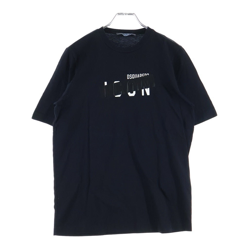 DSQUARED2(ディースクエアード) 21AW ICON LOGO PRINT S/S TEE フロントラバーロゴプリント 半袖Tシャツ カットソー ブラック S80GC0029