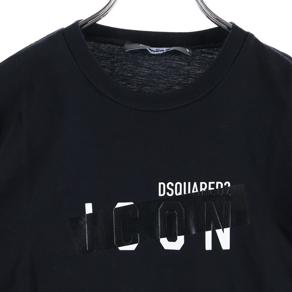DSQUARED2(ディースクエアード) 21AW ICON LOGO PRINT S/S TEE フロントラバーロゴプリント 半袖Tシャツ カットソー ブラック S80GC0029