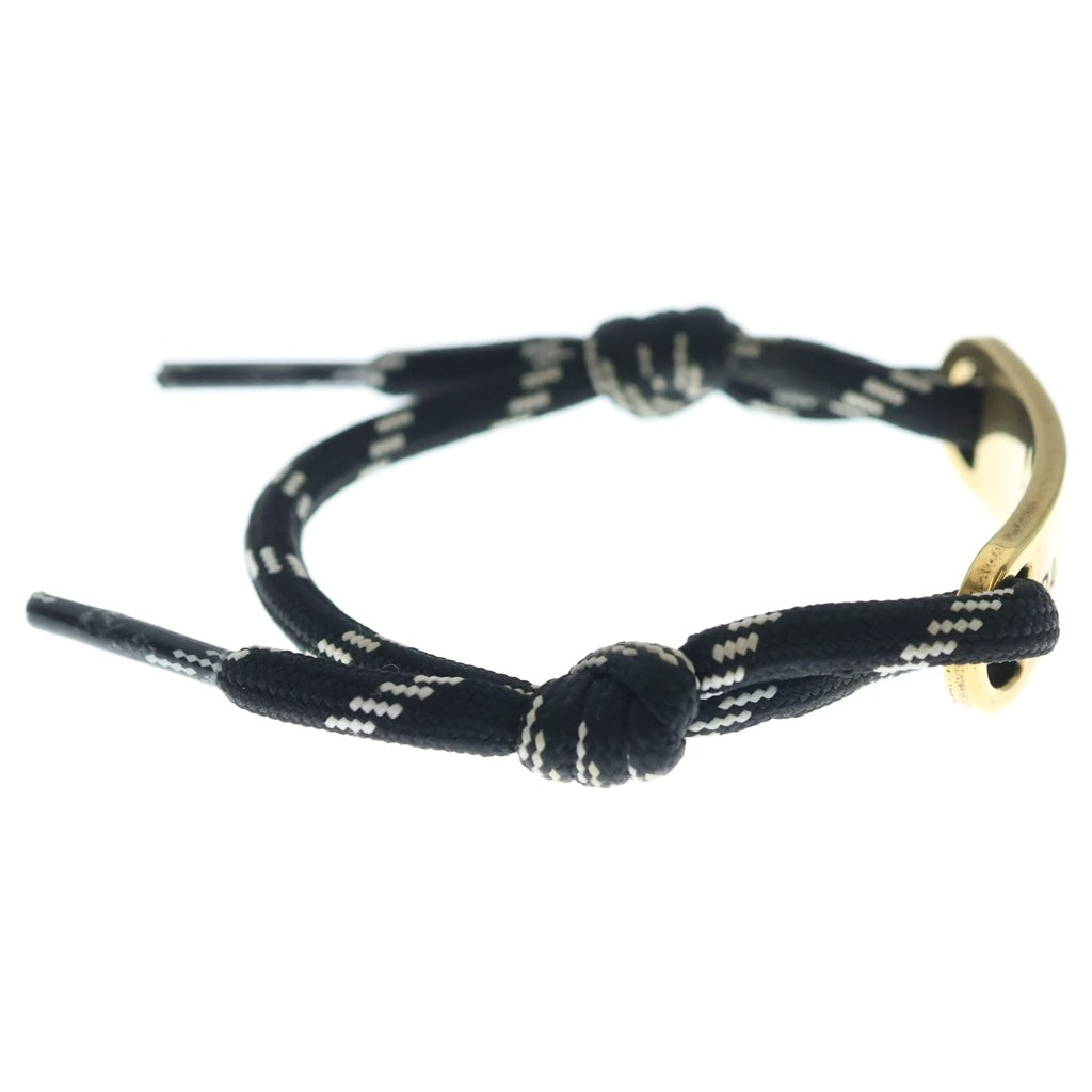 BALENCIAGA(バレンシアガ) ロゴ プレート ブレスレット ブラック 656418 ゴールド金具